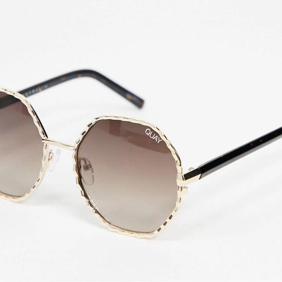 NWT Quay “BREEZE IN” round, gold frame/brown faded lens Sunglasses - Picture 8 of 10